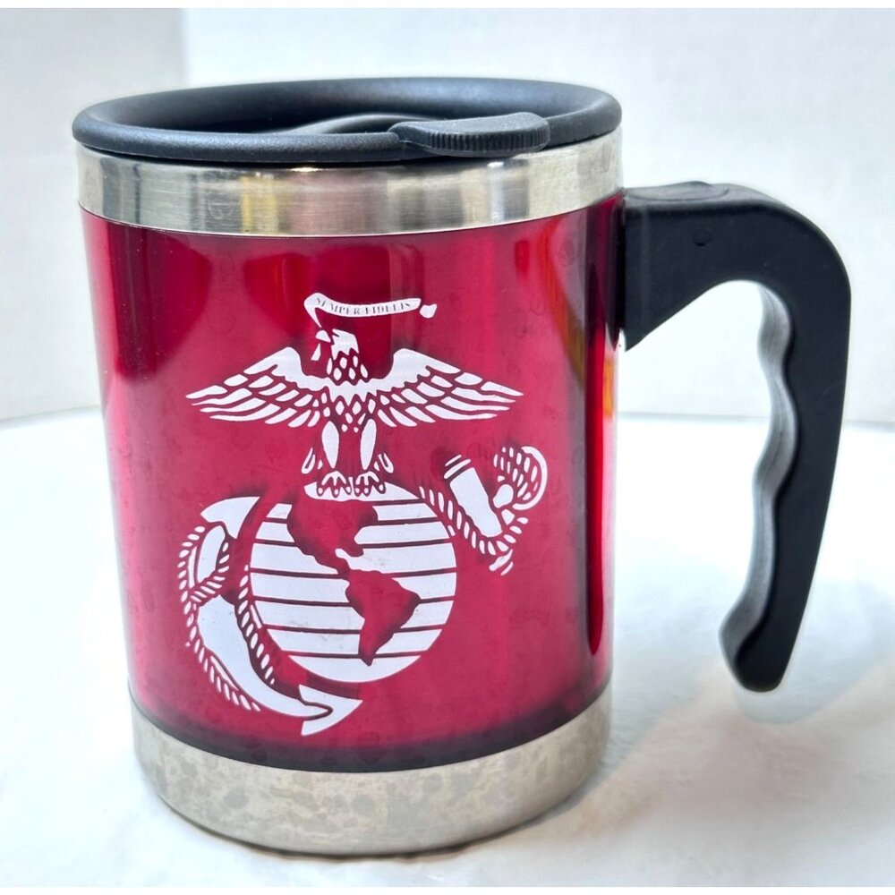 Marine Corps Emblem Eagle Globe Anchor Coffee Cup Lid Handle Military Gift Fathe